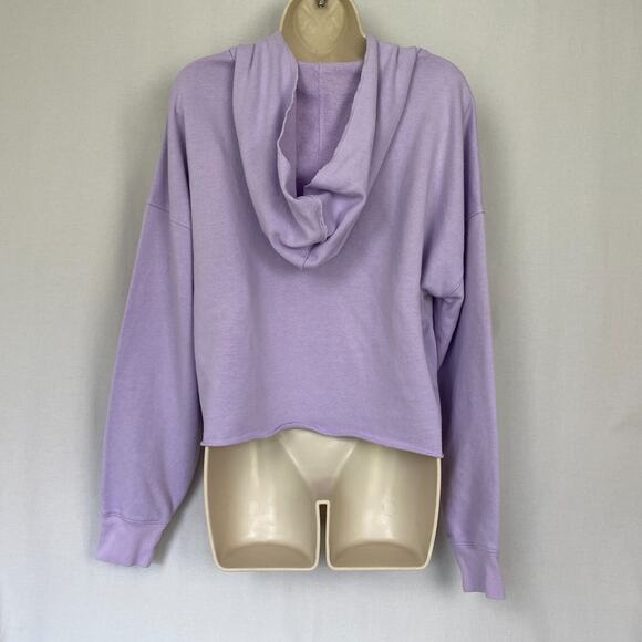 Champion Cropped Hoodie Sweatshirt Women Medium Pastel Purple Embroidered Floral - Picture 4 of 11